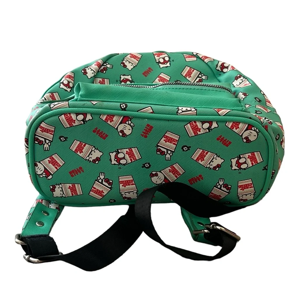 Hello Kitty | Cup Noodles green faux leather graphic small backpack